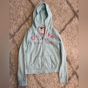 Gilly Hicks Aqua Hoodie Jacket with Pink Accents